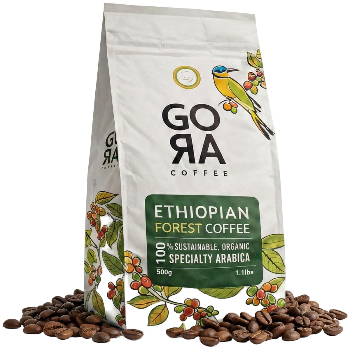GORA Ethiopian Single-Origin Coffee: Medium Roast, Whole Bean